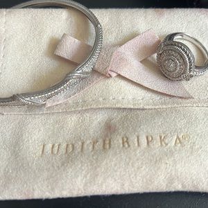 Judith Ripka Sterling Hinged Bangle and Silver lenox Circle Ring